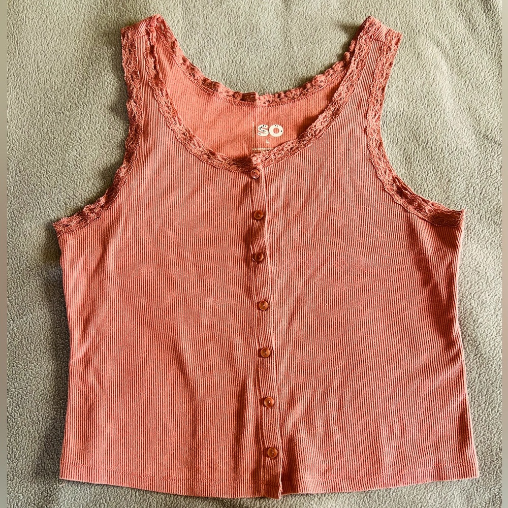 Junior’s SO ribbed tank top.  Rose.  Size L